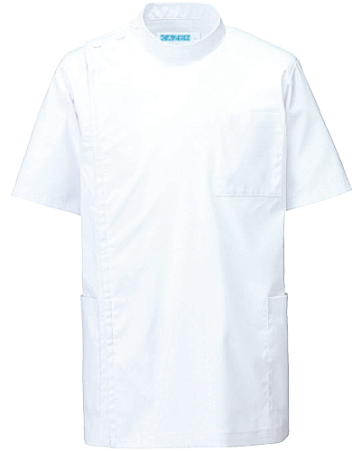 [カゼン] KAZEN 【抗菌・抗ウイルス機能採用の快適なストレッチ素材】 メンズ 医務衣 半袖 REP100-10 （ホワイト）