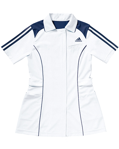 [アディダス] adidas 【ベーシックを極限まで究め、進化したメディカルウェア】 レディース ジャケット SMS002-18 （ホワイト×ネイビー）＜廃番色＞