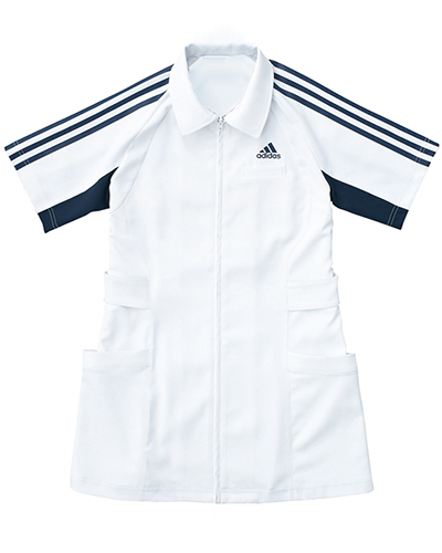 [アディダス] adidas 【ハードなメディカルシーンで活躍するタフウェア】 レディース ジャケット SMS003-18 （ホワイト×ネイビー）＜廃番色＞