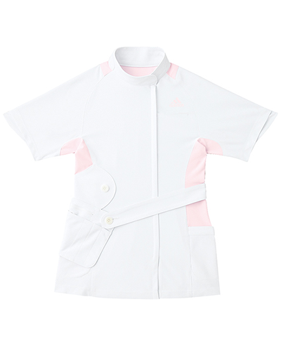 [アディダス] adidas 【ファッション性、動きやすさ、実用性を融合したメディカルウェア】 レディース ジャケット SMS007-17 （ホワイト×ピンク）＜廃番色＞