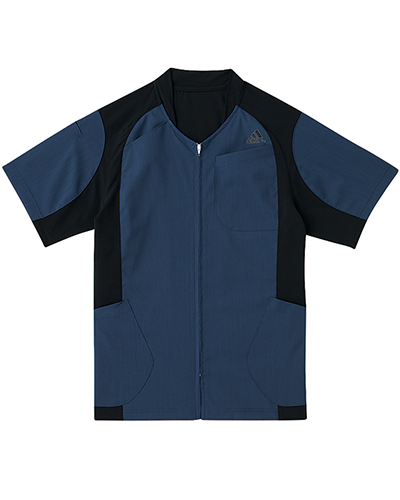[アディダス] adidas 【着替えが容易な前開きスクラブジャケット】 男女兼用 ジャケット SMS120-18 （ネイビー×ブラック）＜廃番商品＞