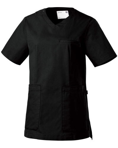 [ユナイト] UNITE 【丈夫さを備えた光沢感のある上品なスクラブ】 女性用 スクラブ UN-0070 （ブラック）