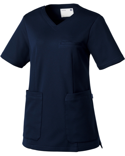 [ユナイト] UNITE 【現場の声から生まれた疲れにくいストレッチ性能のニット素材】 女性用 スクラブ UN-0074 （ダークネイビー）