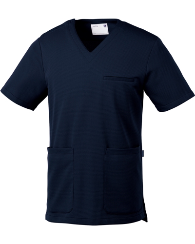 [ユナイト] UNITE 【現場の声から生まれた疲れにくいストレッチ性能のニット素材】 男性用 スクラブ UN-0075 （ダークネイビー）