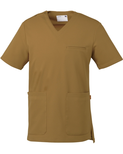 [ユナイト] UNITE 【現場の声から生まれた疲れにくいストレッチ性能のニット素材】 男性用 スクラブ UN-0075 （シナモンベージュ）