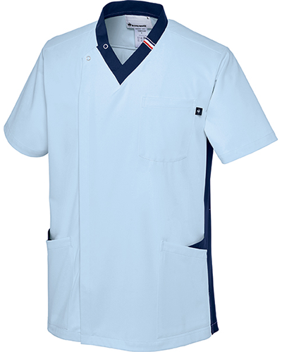 [ルコックスポルティフ] le coq sportif 【洗練されたデザインとスポーティーなVネックスクラブ】 男女兼用 スクラブ UQM1540（アクア×ネイビー）