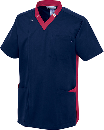 [ルコックスポルティフ] le coq sportif 【洗練されたデザインとスポーティーなVネックスクラブ】 男女兼用 スクラブ UQM1540（ネイビー×ロゼ）