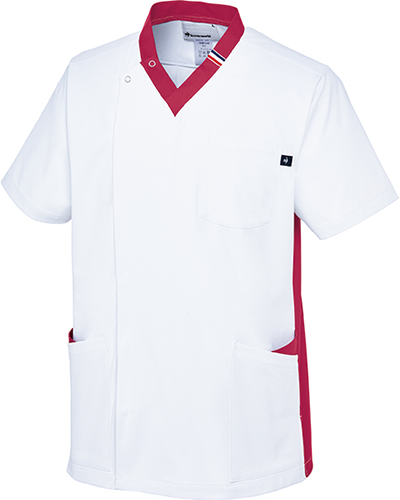 [ルコックスポルティフ] le coq sportif 【洗練されたデザインとスポーティーなVネックスクラブ】 男女兼用 スクラブ UQM1540（ホワイト×ロゼ）