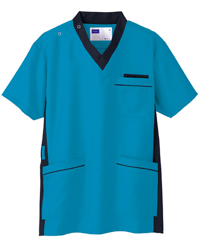 [ホワイセル] WHISeL 【スポーティーなデザインのスクラブ】 男女兼用 スクラブ WH11685 （ターコイズブルー）