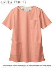 LLサイズ　XL ローラアシュレイ　ピーチ×ピンク　スクラブ ローラアシュレイ 白衣 LAURA ASHLEY ピーチピンク LL - メルカリ