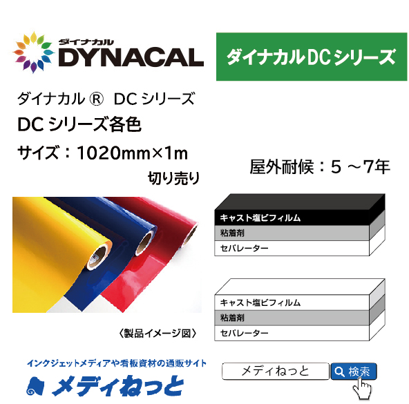 ダイナカルDC各色2　1020mm×1M（切り売り）【個別送料設定あり】 / 屋外耐候5～7年用 マーキングフィルム