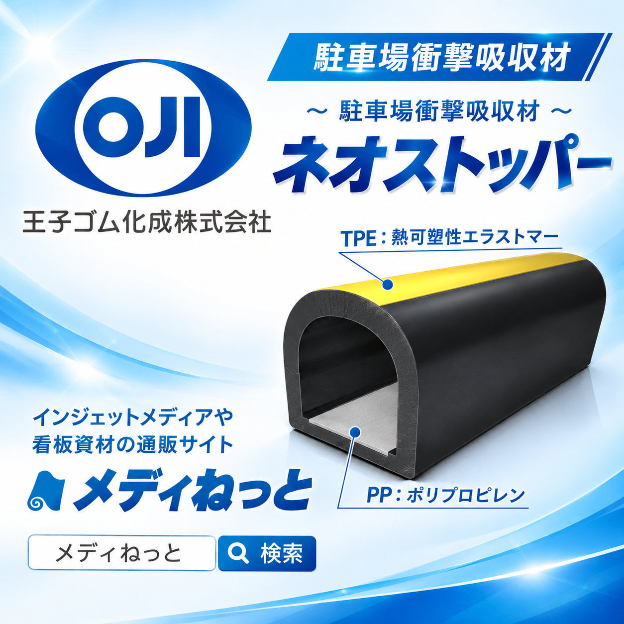 ネオストッパー （黒単色と黒/黄ライン） / 駐車場衝撃吸収材