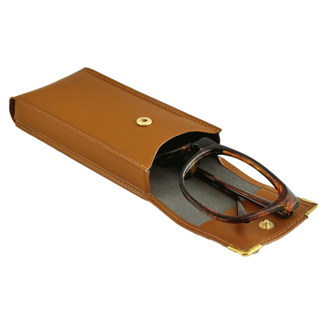 送料無料】縦型で使いやすくシンプルな本革製のメガネケース（眼鏡