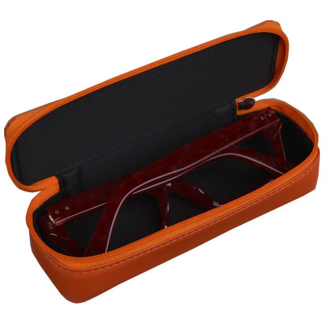 天然の革が持つ質感や光沢はそのままにビビッドなカラーリングのメガネケース（眼鏡ケース）F-301　オプチカルポーチ