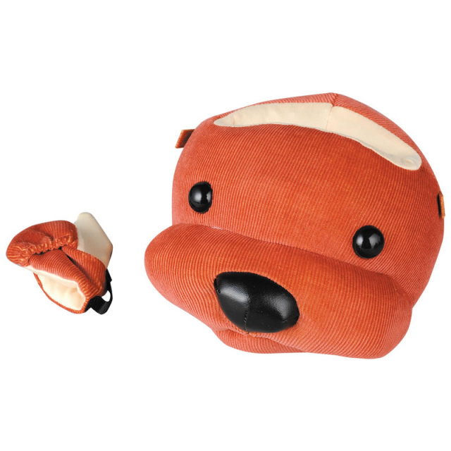 犬の顔をしたメガネスタンド（眼鏡スタンド）とメガネ拭き　I-10 「アニマルふぇいすスタンド・コーデュロイ・イヌ」