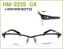 国産のチタン製メガネセット,HAMAMOTO,非球面の度付きレンズ付き眼鏡