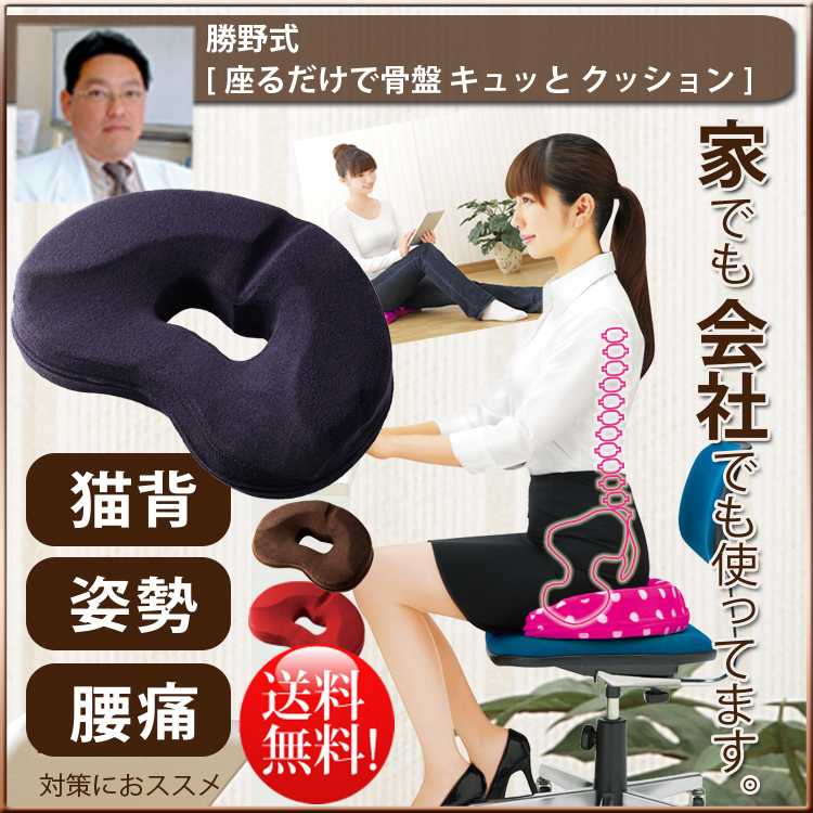 骨盤をしっかりサポート 座るだけの手軽な骨盤矯正クッション 勝野式 座るだけで骨盤 キュッと クッション