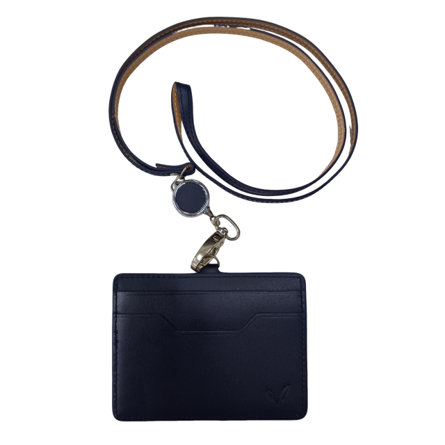 ◇シンボルマーク革IDケース ネイビー
