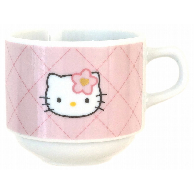 ハローキティー キルトデザイン スタックマグ（ピンク）