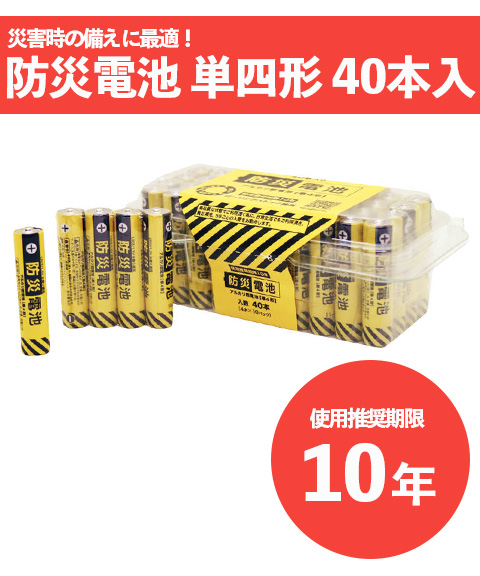 防災電池 アルカリ電池【単4形】40本入