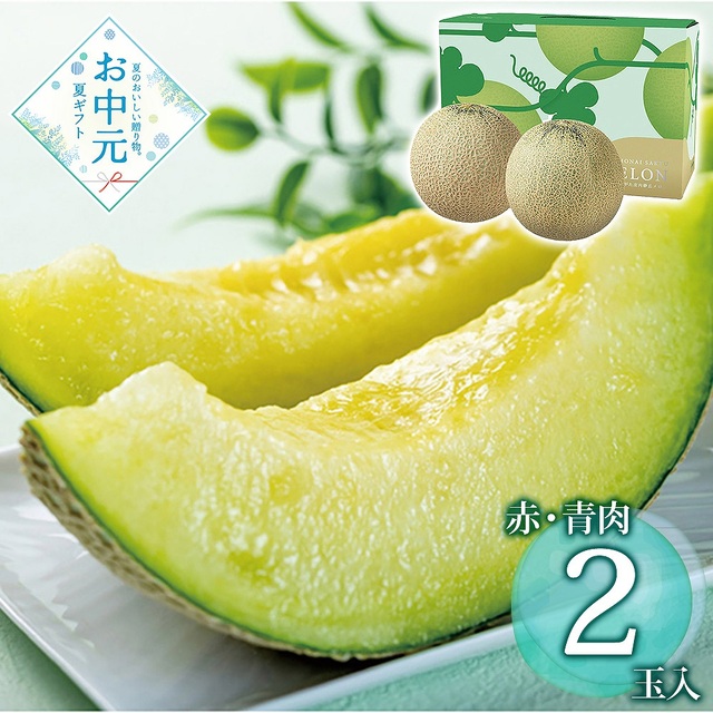 【送料無料】【お中元】【予約商品】【期間限定フルーツ】山形県産 JA鶴岡 庄内砂丘メロン2玉(赤・青)≪供給期間：2026/7/1～2026/7/17≫ ※日時指定不可 ※北海道・沖縄・離島は配送不可 常温 フルーツ メロン 果物 セット