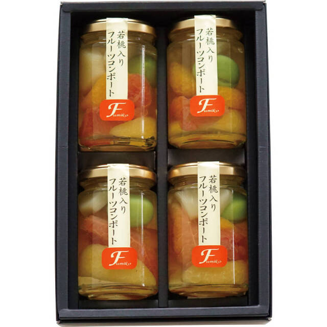 ふみこ農園 若桃入りフルーツコンポート 140g×4本セット FCM-4