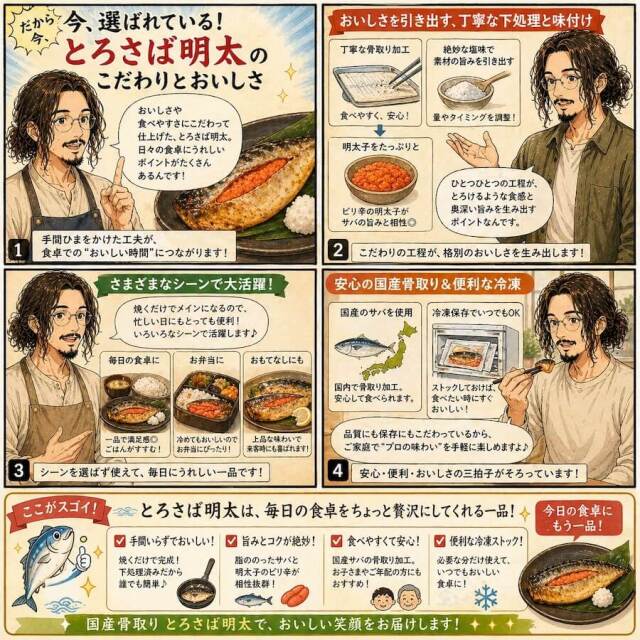 国産骨取りとろさば明太2枚入り×4パック