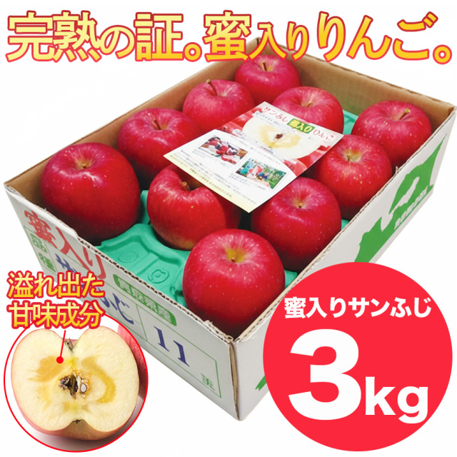 ふじ発祥の地 藤崎町 サンふじ蜜入りりんご約3kg
