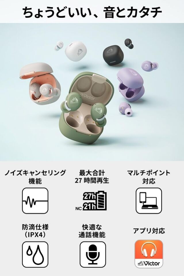 ictor（ビクター） 完全ワイヤレスイヤホン HA-A30T2
