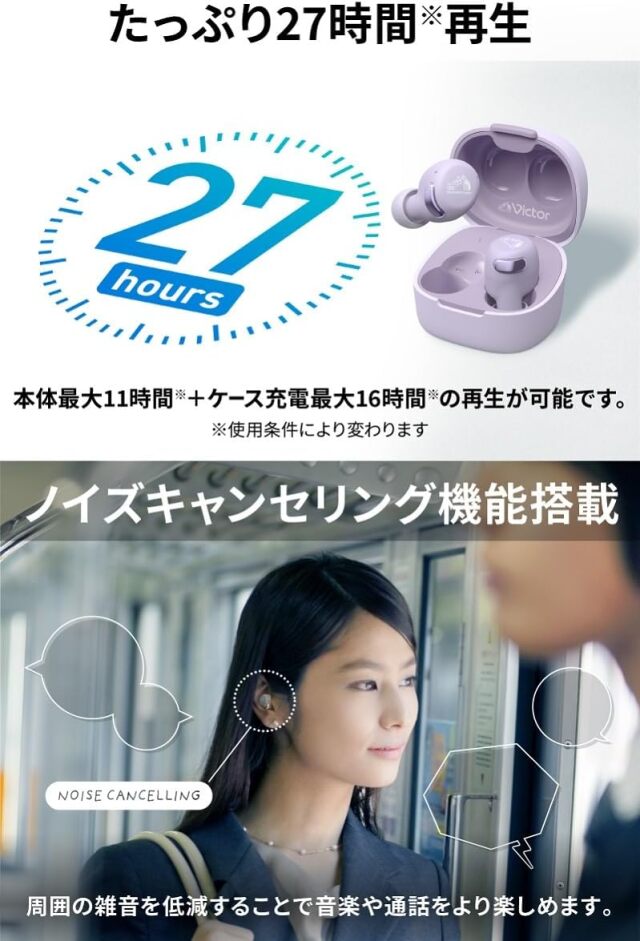 ictor（ビクター） 完全ワイヤレスイヤホン HA-A30T2