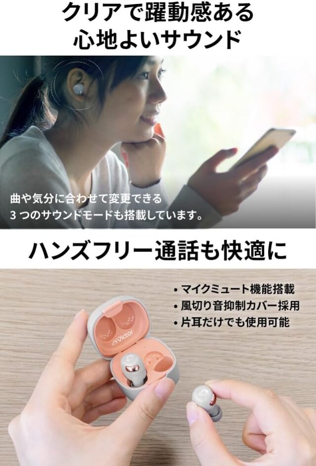 ictor（ビクター） 完全ワイヤレスイヤホン HA-A30T2