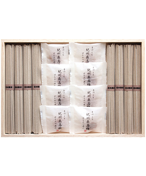 紀州南高梅はちみつ漬け(8個)・信州そば(50ｇ×8束) 詰合せ