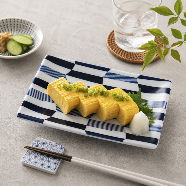 【送料無料】波佐見焼 swatch 長角皿 ジギー 23.5×14cm 角皿 焼物皿 焼き魚皿 おかず皿 プレート 幾何学模様