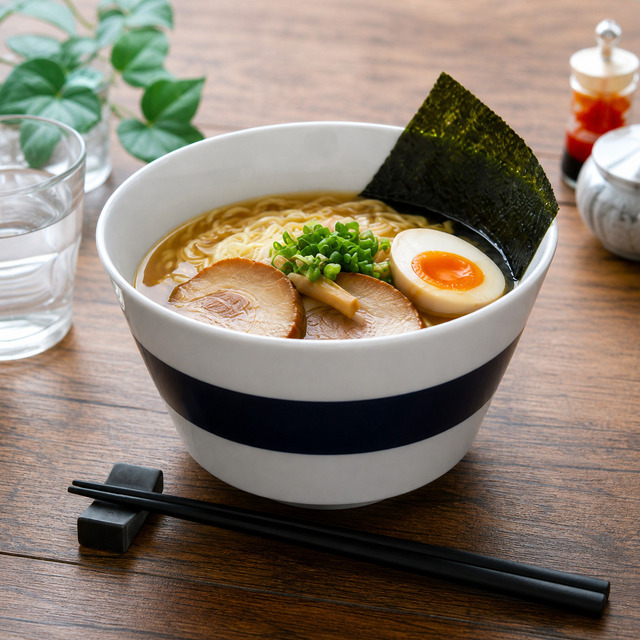 【送料無料】波佐見焼 ボーダーボーダー どんぶり（ボーダー1本） 大きめボウル 麺鉢 ラーメン鉢 サラダボウル