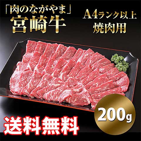 【送料無料】[200g]宮崎牛A4ランク以上焼肉用 牛肉
