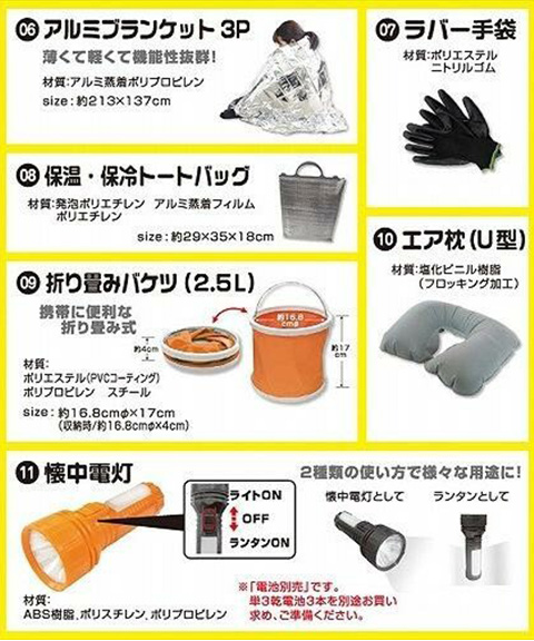 車中泊用防災バッグ25