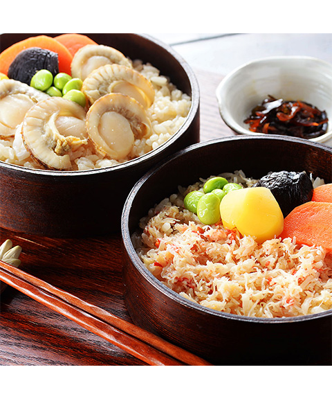 北海道 「札幌バルナバフーズ」 海鮮わっぱ飯(かに&帆立)