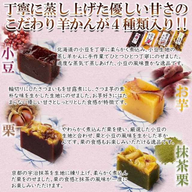昭和33年創業の老舗の手作り!!羊かん4種食べ比べセット