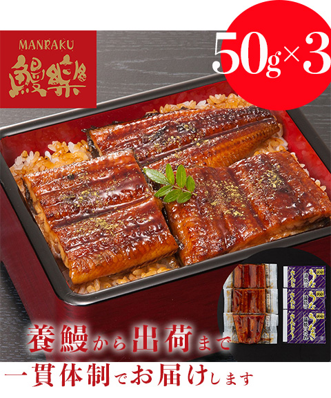宮崎 「鰻楽」うなぎ蒲焼 切身 50g×3