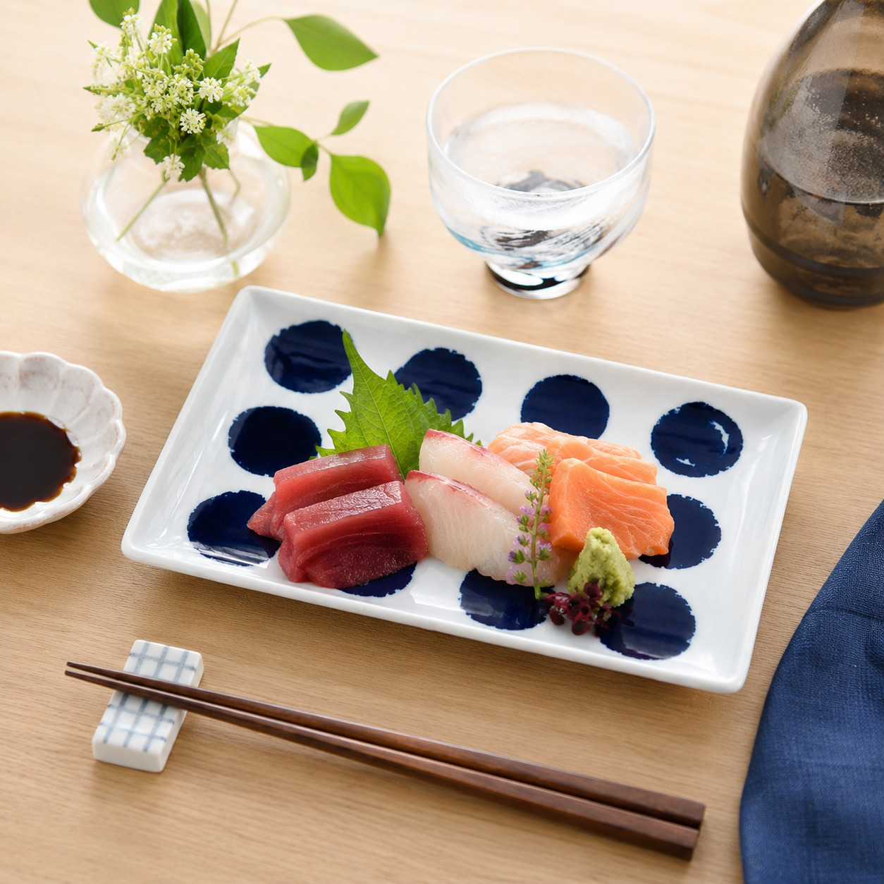 【送料無料】波佐見焼 swatch 長角皿 パレット 23.5×14cm 角皿 焼物皿 焼き魚皿 おかず皿 プレート ドット 水玉