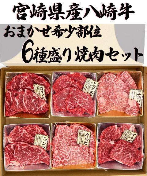 宮崎県産八崎牛の希少部位６種盛り
