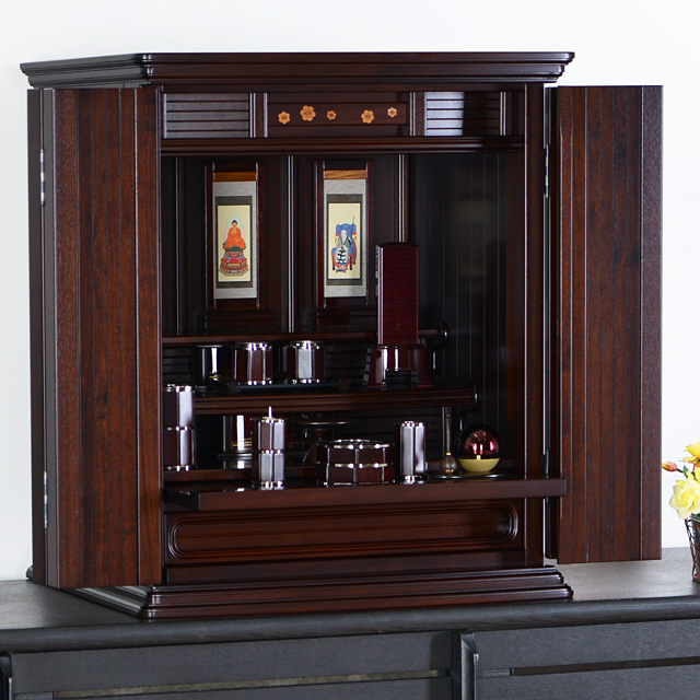 モダンミニ仏壇 威風 紫檀系 上置き 20号