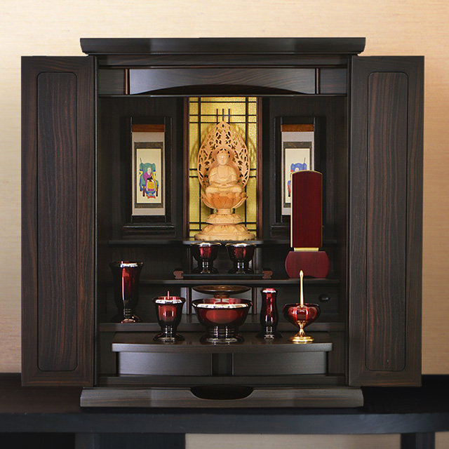 モダンミニ仏壇 涼凪 本黒檀 上置き 18号