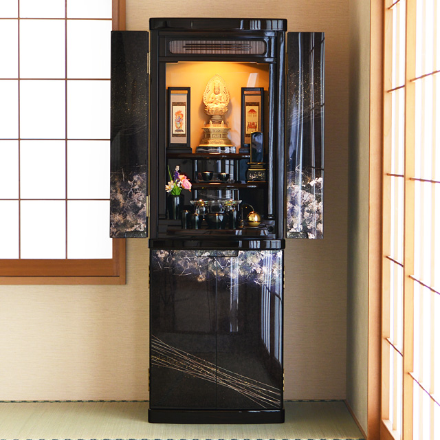 雅モダン仏壇 金彩花 DX 43×16号