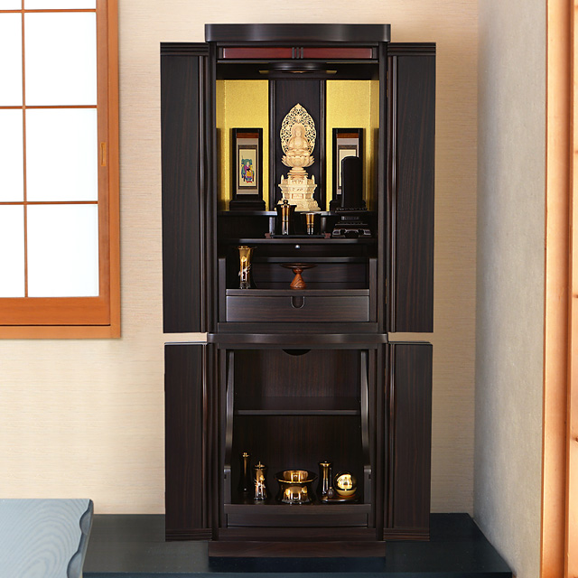 唐木モダン仏壇 レオン 本黒檀 40×14号