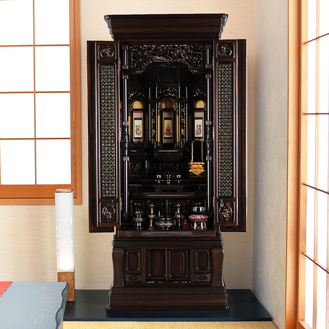 唐木仏壇 天照 本黒檀 53×22号