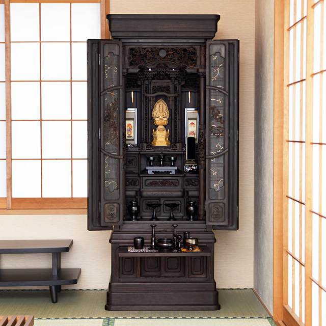 唐木仏壇 凛花 本黒檀 54×22号