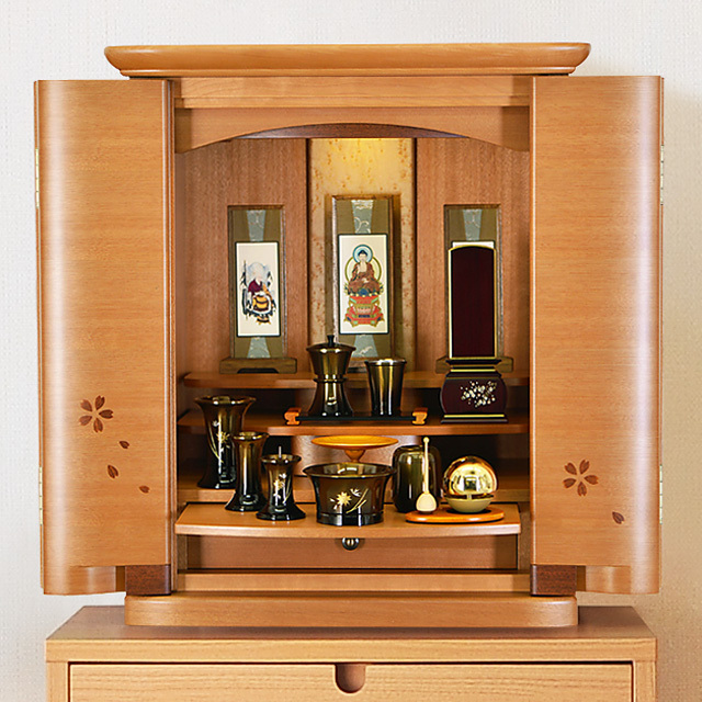 モダンミニ仏壇 レイニー 桜 上置き 19号