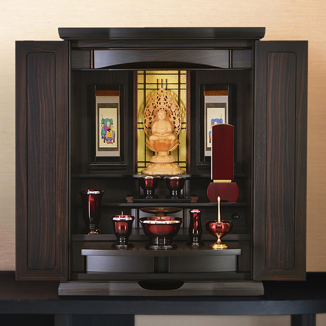 モダンミニ仏壇 涼凪 本黒檀 上置き 18号