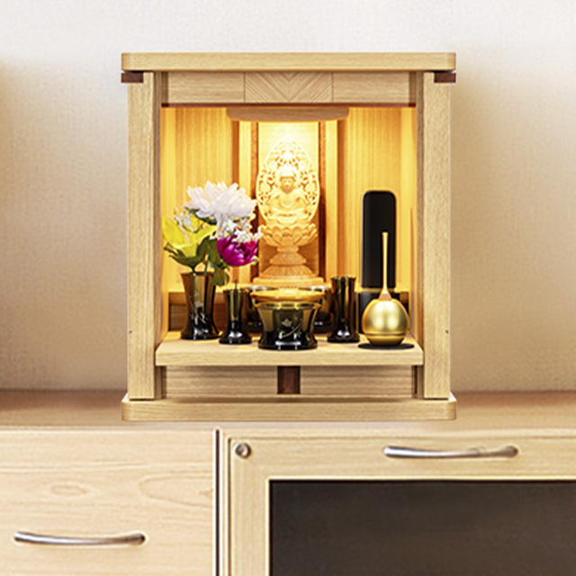 モダンミニ仏壇 パルフェ タモ 扉押込式 13×14号